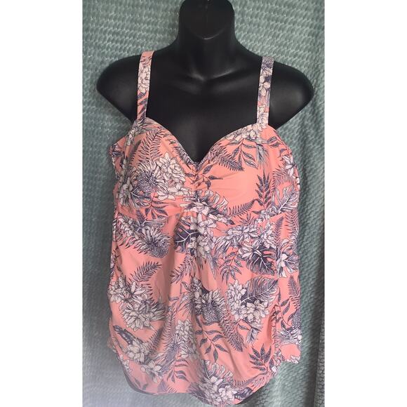 Motherhood Maternity Tankini Top, XL Pink and Blue Pre-Loved - Picture 1 of 6